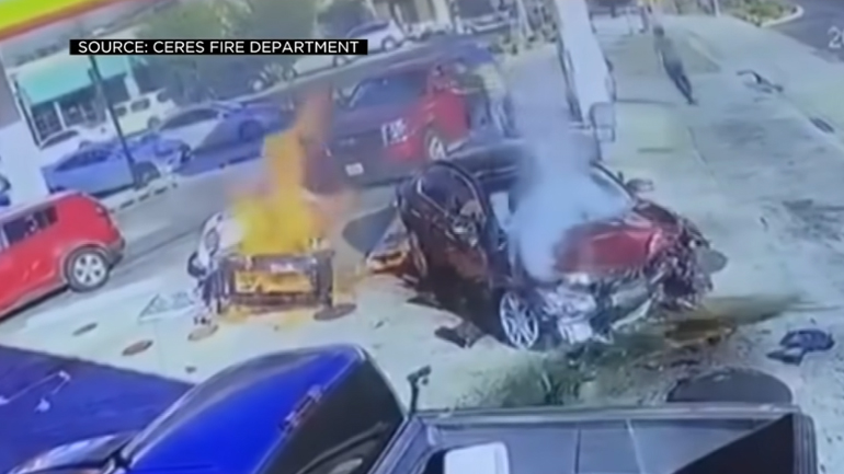 Τράκαρε στο βενζινάδικο – Σώθηκαν από θαύμα